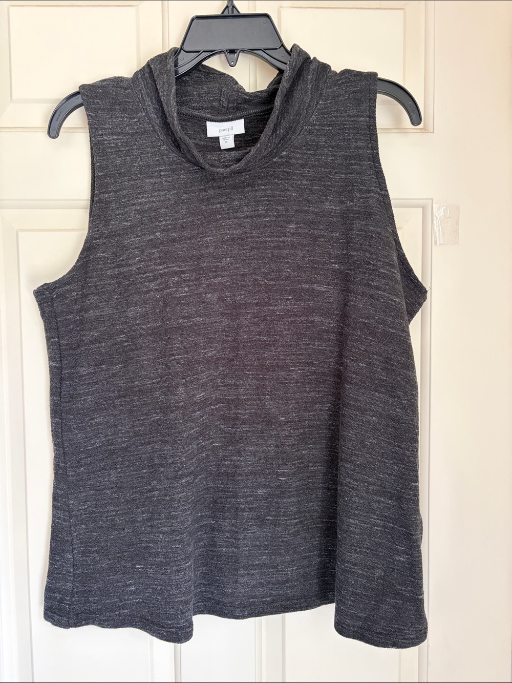 Pure Jill  Sleeveless Cowl Neck Lightweight Top- Charcoal. Size M